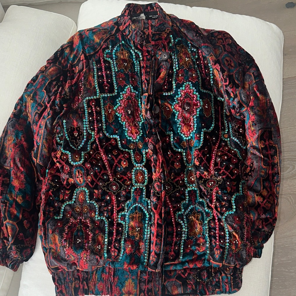 JA Resort Velvet Embellished Tapestry Jacket - XS (Fits Large)